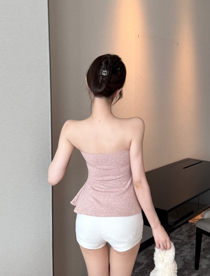 Wrapped chest splice vest elmo flat shoulder tops for women