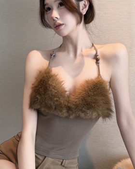 Sleeveless halter sling vest elmo splice bottoming tops