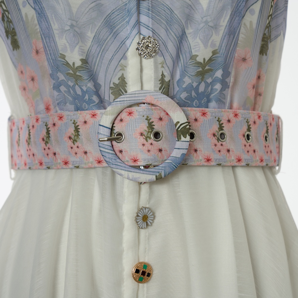 Sling inside the ride long printing dress 2pcs set