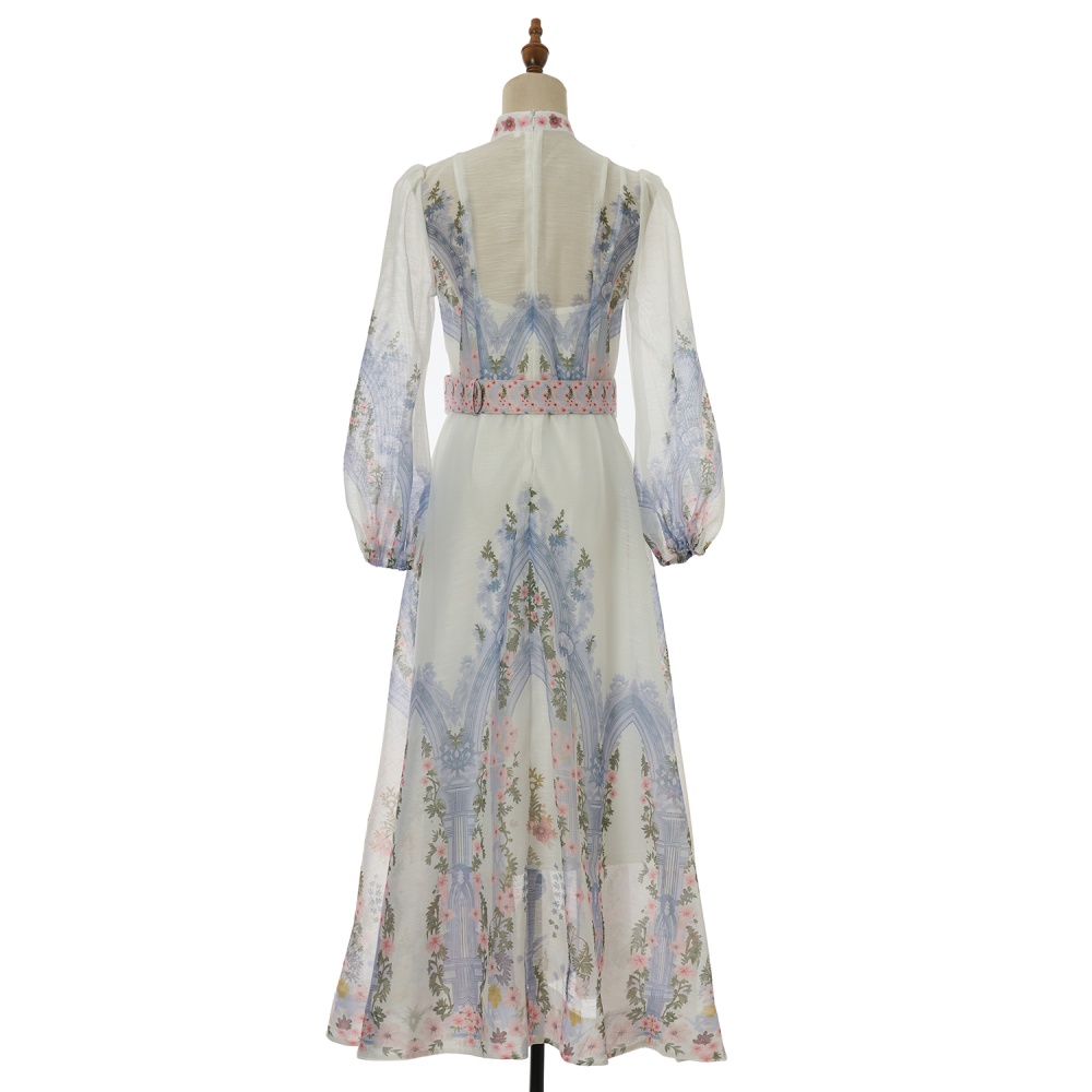 Sling inside the ride long printing dress 2pcs set