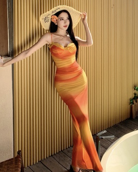 Seaside gauze dress package hip long dress for women