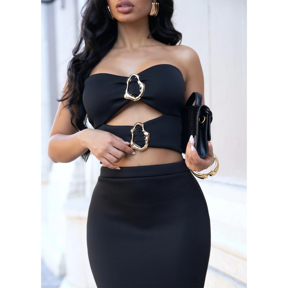 Wrapped chest lace skirt package hip sexy tops a set