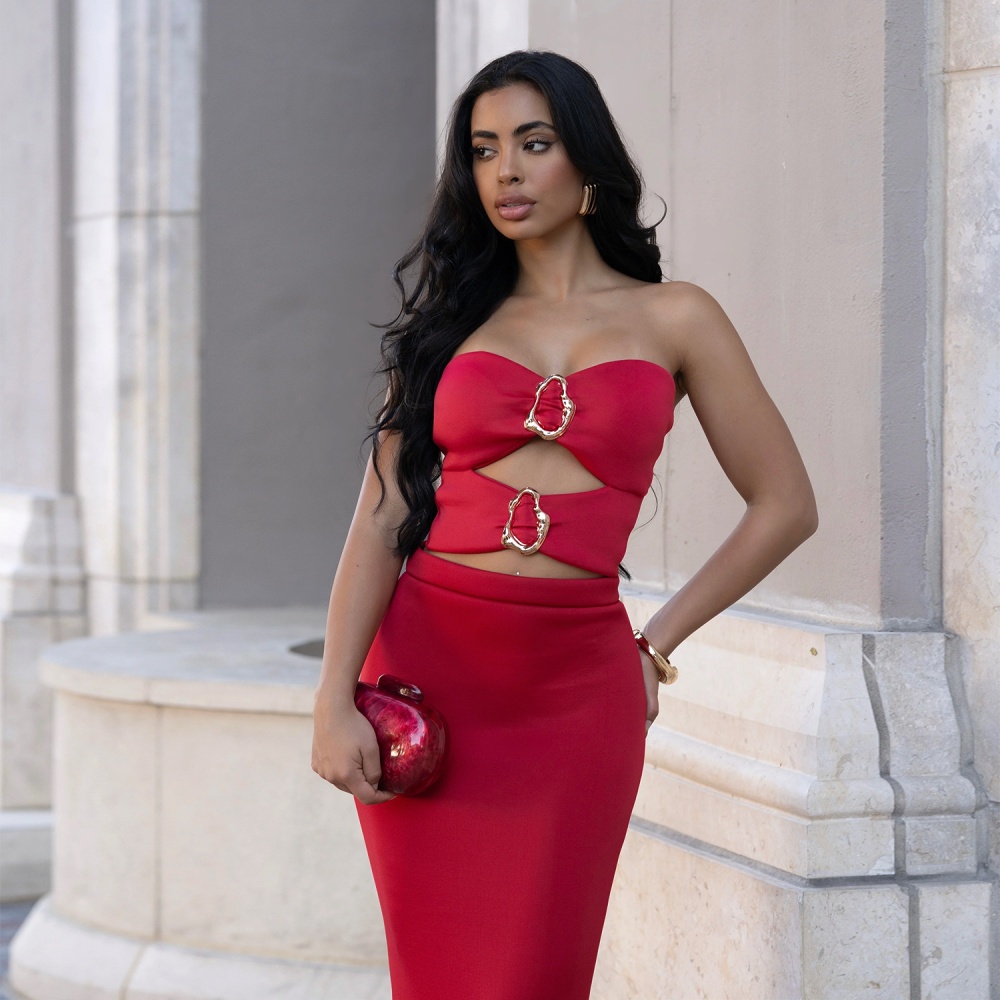 Wrapped chest lace skirt package hip sexy tops a set