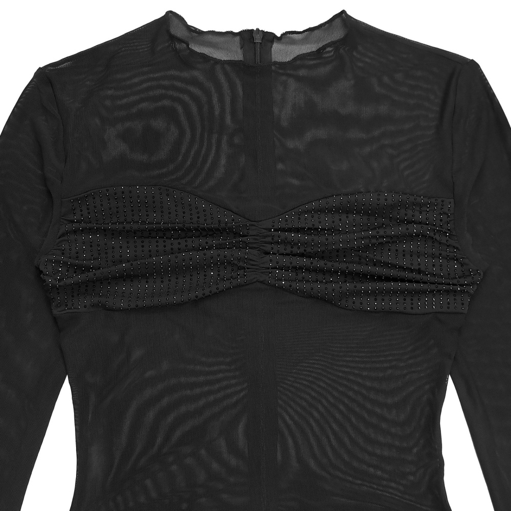 Gauze perspective dress fashion rhinestone T-back for women