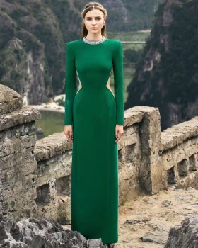 Hollow rhinestone long dress niche slim dress