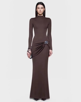 Knitted temperament slim fold niche dress