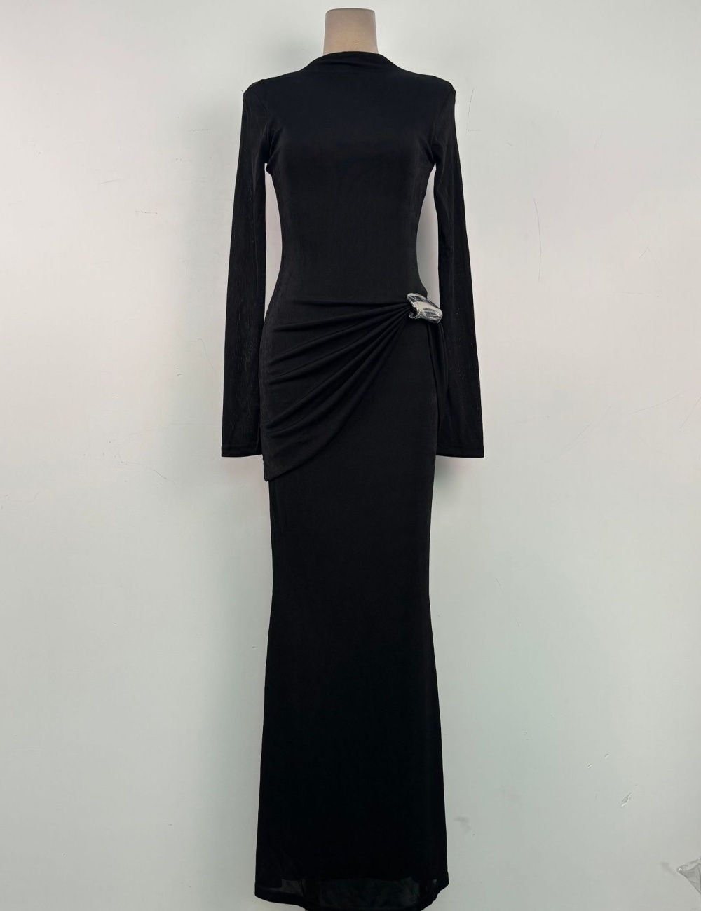 Knitted temperament slim fold niche dress
