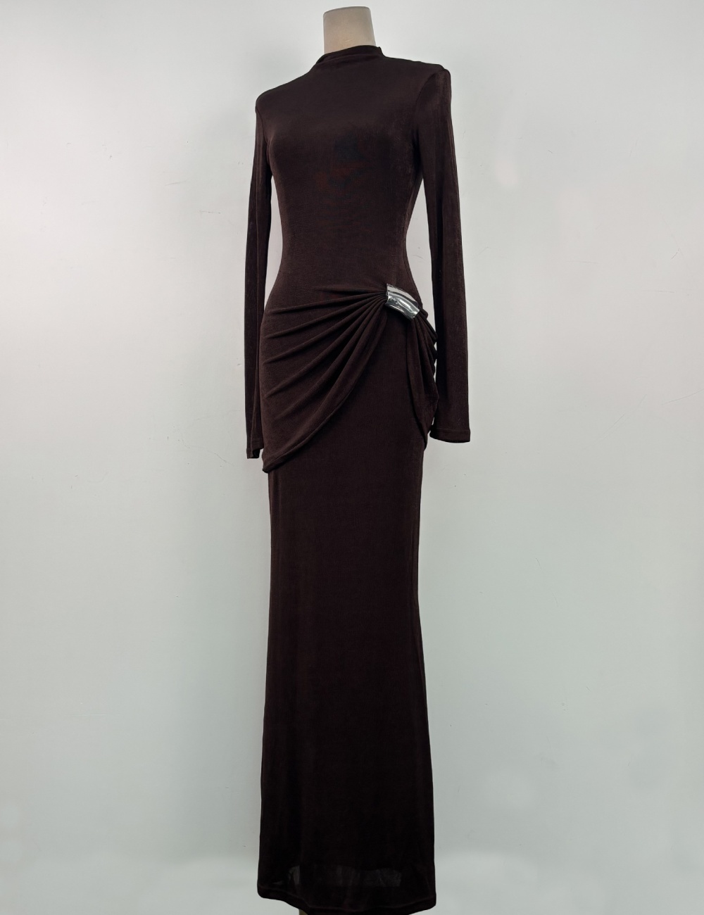 Knitted temperament slim fold niche dress