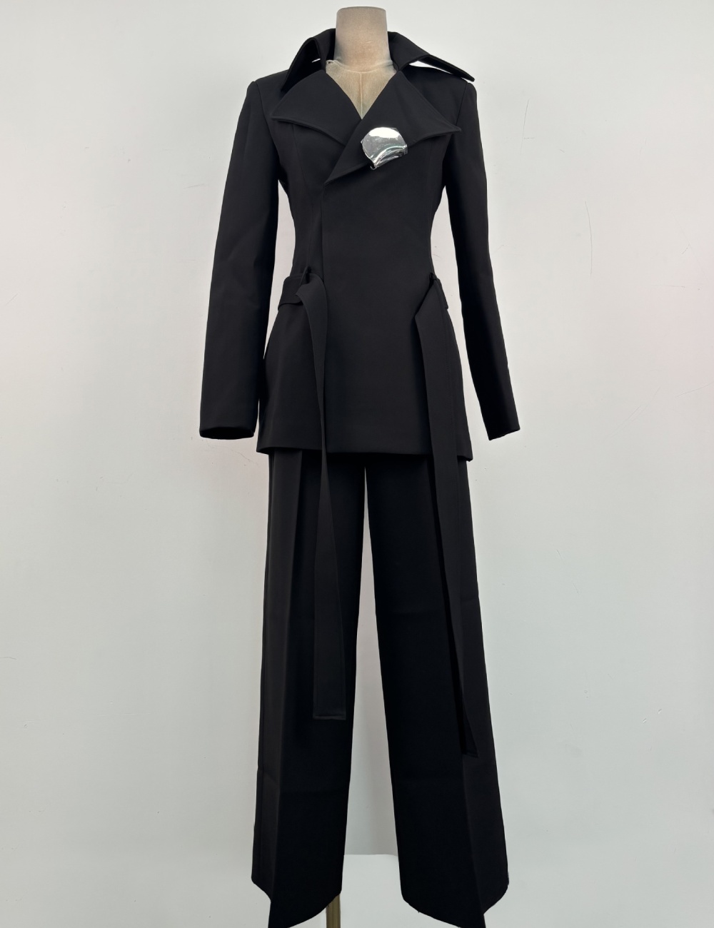 Drape lapel business suit niche long pants 2pcs set