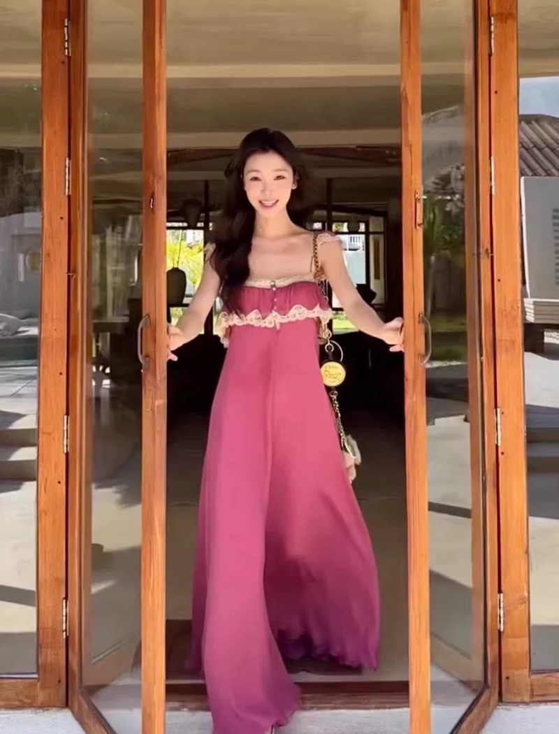 Seaside spring long dress vacation splice beach dress