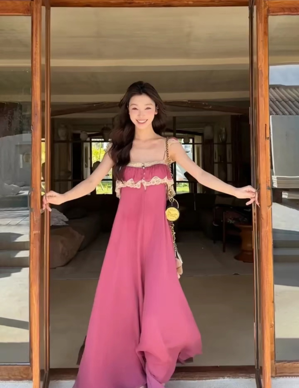 Seaside spring long dress vacation splice beach dress