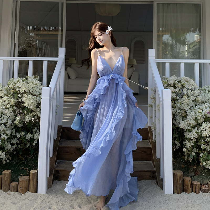 Long summer seaside temperament ladies dress for women