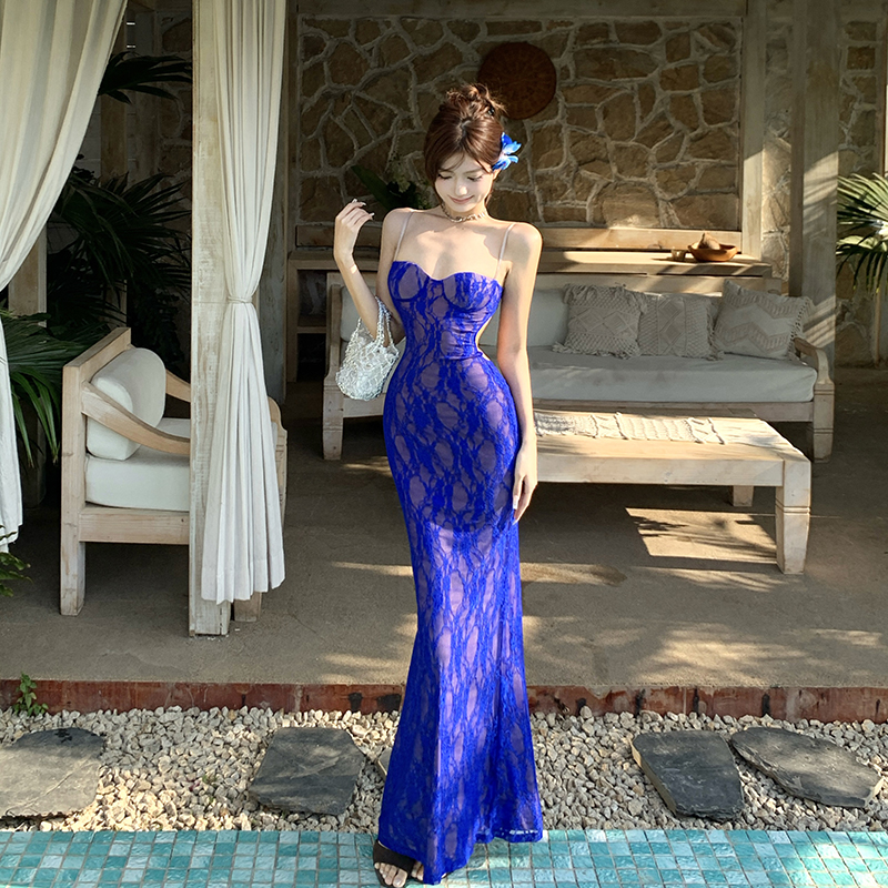 Halter package hip formal dress slim dress for women