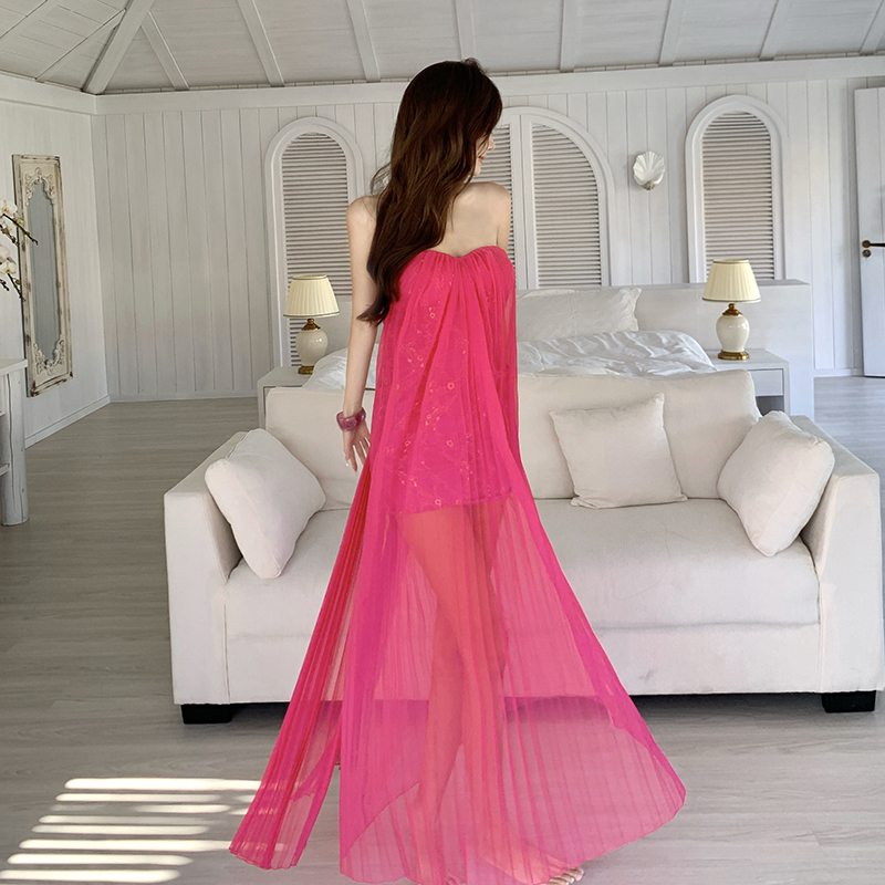 Wrapped chest dress temperament long dress for women