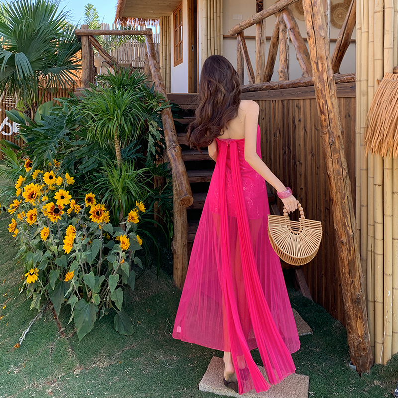 Wrapped chest dress temperament long dress for women