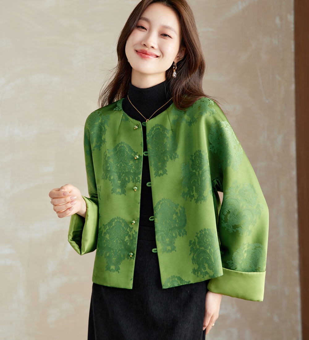 Raglan sleeve long sleeve single-breasted coat