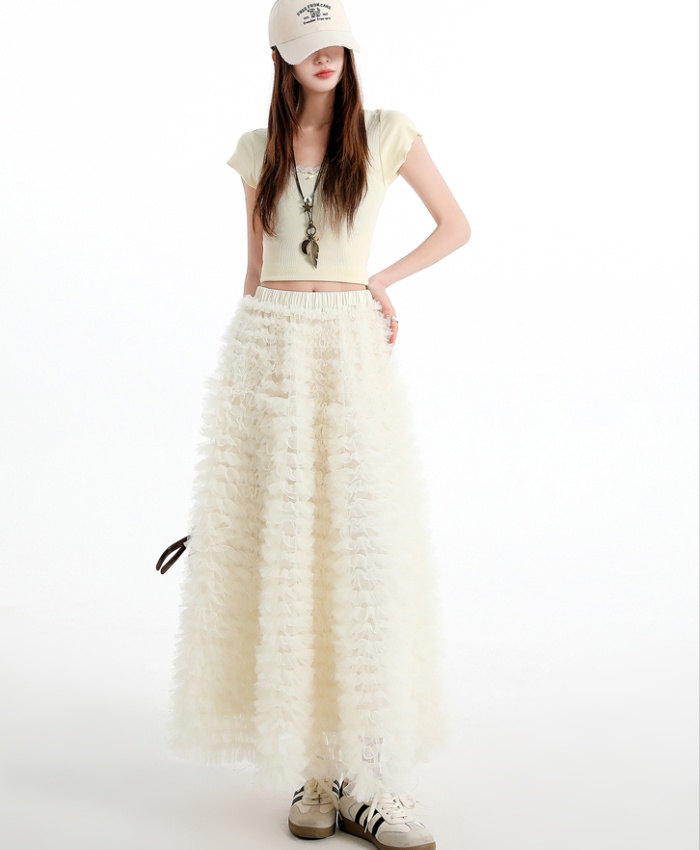Spring gauze skirt big skirt puff skirt for women