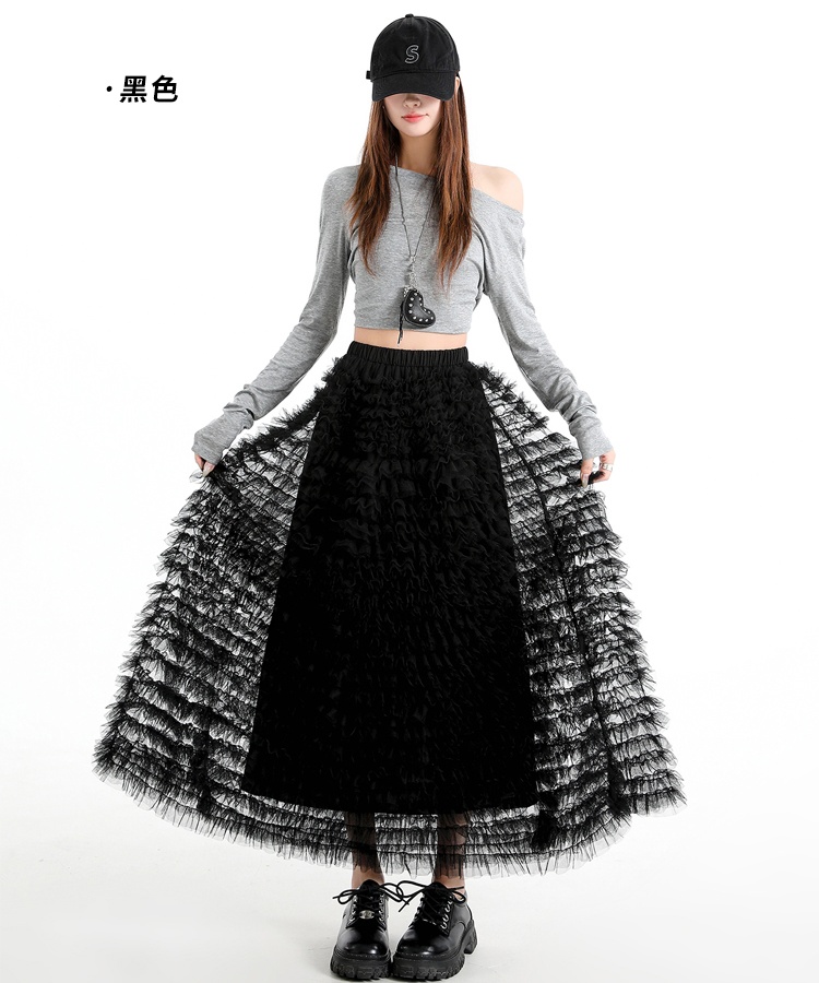 Spring gauze skirt big skirt puff skirt for women