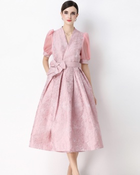 Pinched waist long dress dress for women