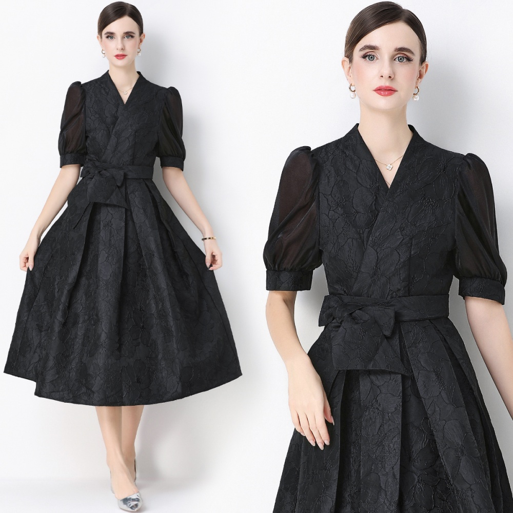 Short sleeve dress light luxury long dress for women