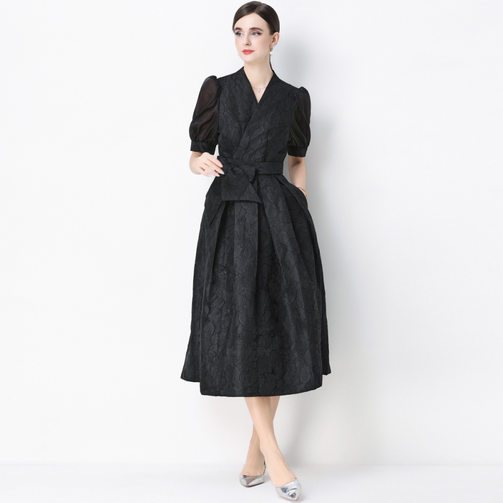 Short sleeve dress light luxury long dress for women