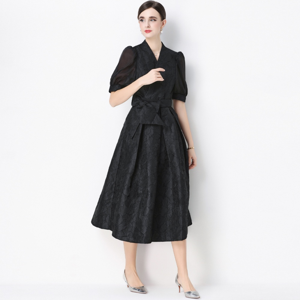 Short sleeve dress light luxury long dress for women