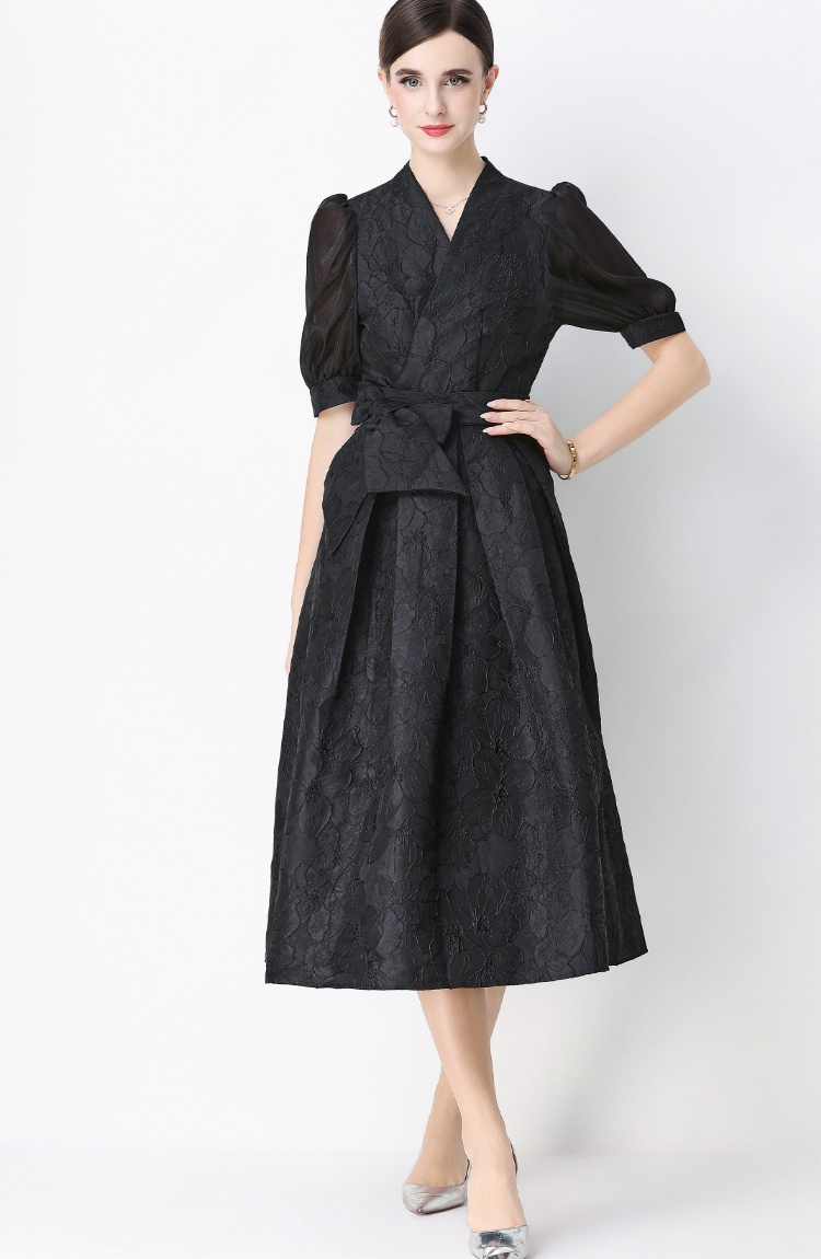 Short sleeve dress light luxury long dress for women