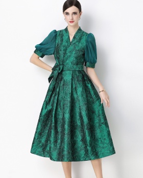 Jacquard light luxury long dress slim dress for women