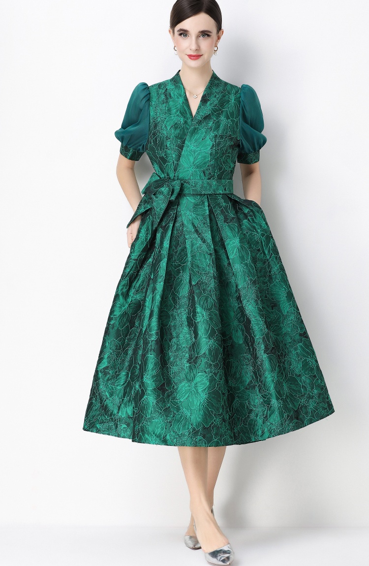 Jacquard light luxury long dress slim dress for women