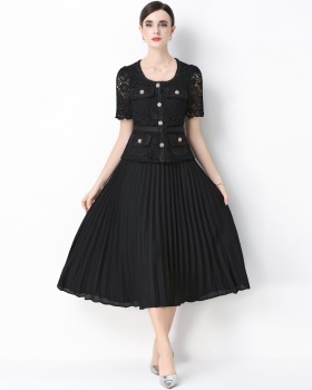 Splice lace light luxury slim ladies dress