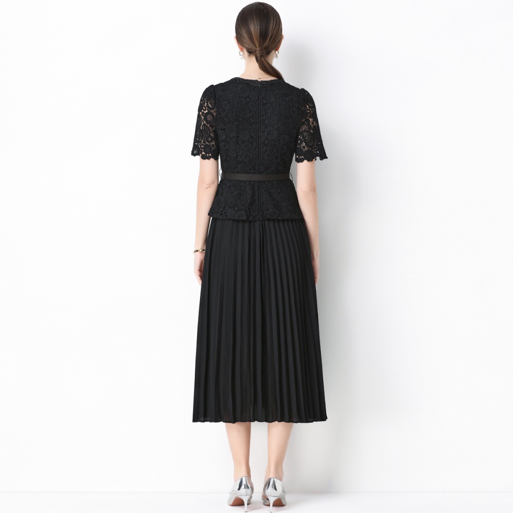 Splice lace light luxury slim ladies dress