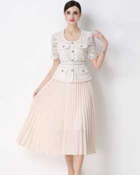 Slim ladies France style light luxury Pseudo-two splice dress