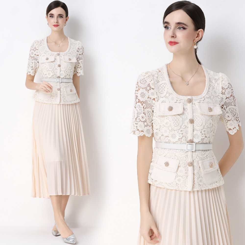 Slim ladies France style light luxury Pseudo-two splice dress