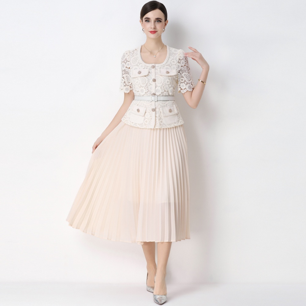 Slim ladies France style light luxury Pseudo-two splice dress