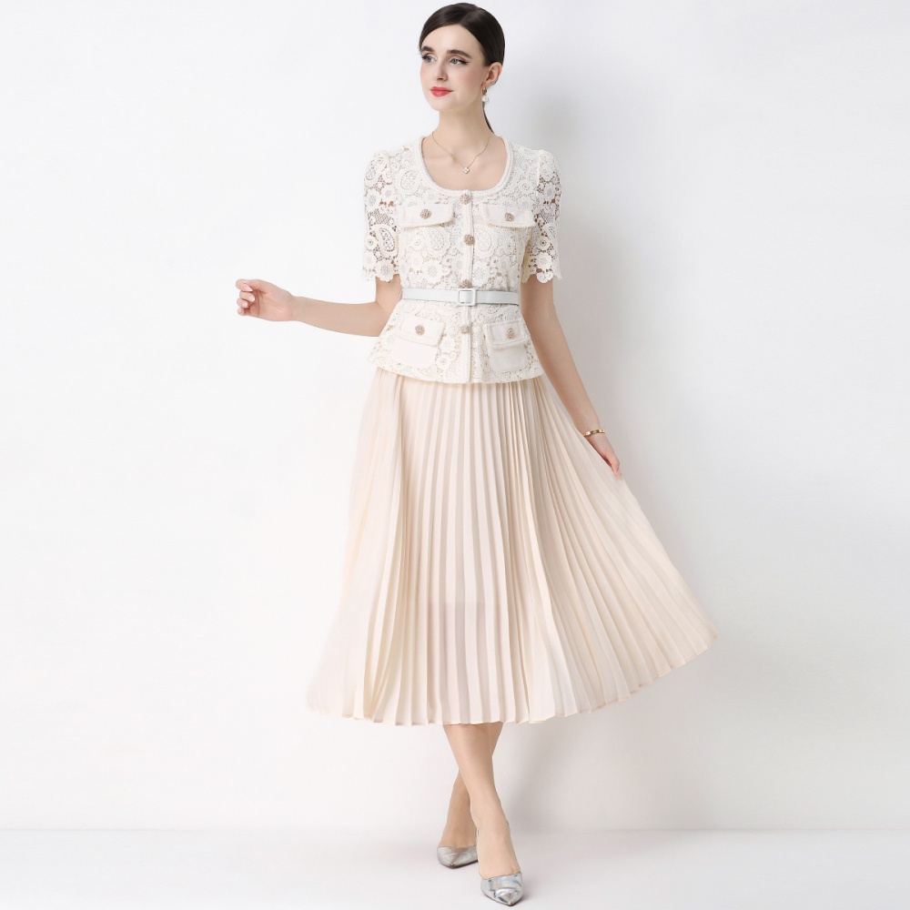 Slim ladies France style light luxury Pseudo-two splice dress