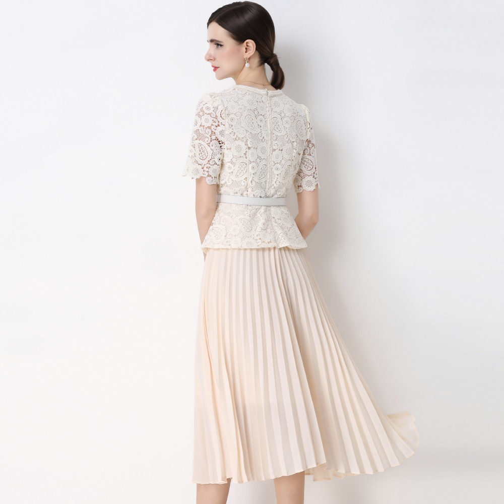 Slim ladies France style light luxury Pseudo-two splice dress