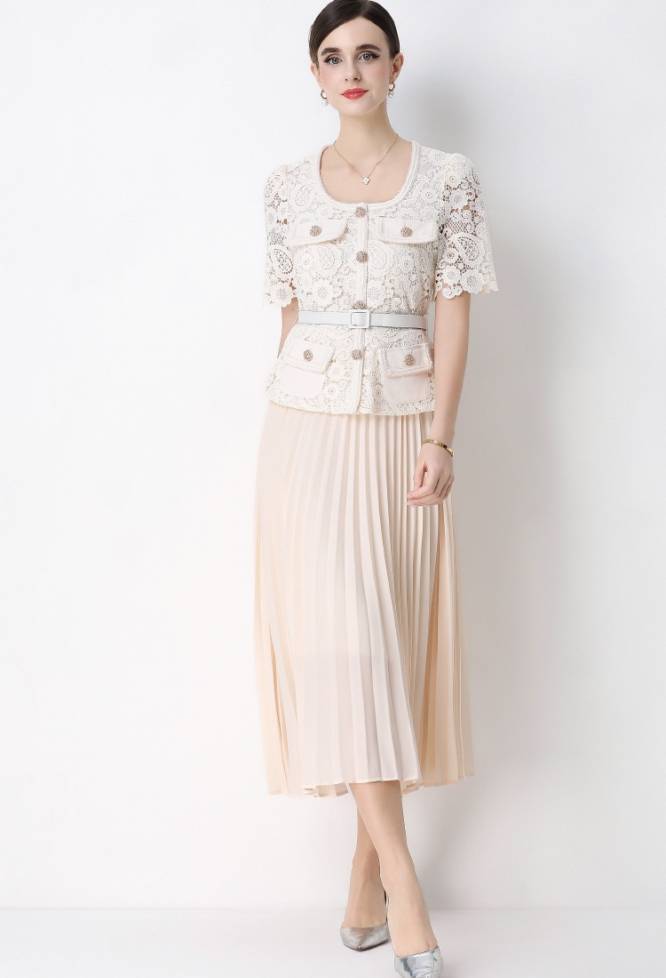 Slim ladies France style light luxury Pseudo-two splice dress