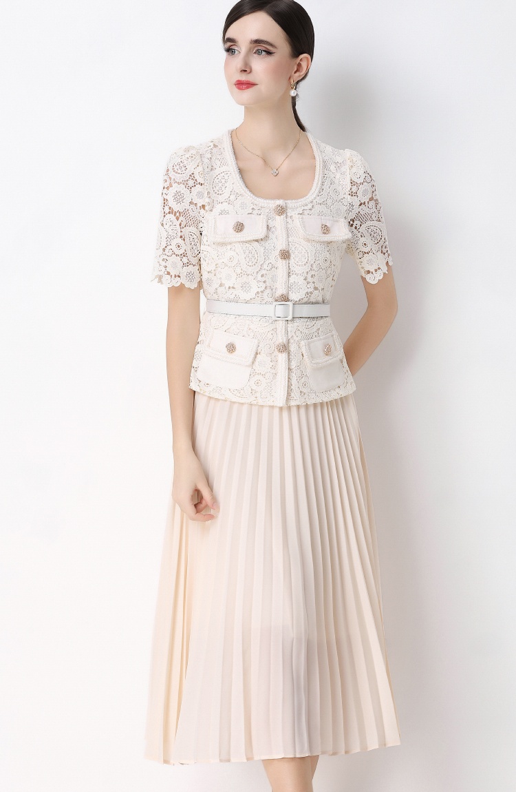 Slim ladies France style light luxury Pseudo-two splice dress