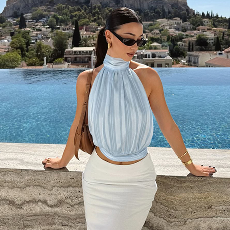 Winter European style tops wrapped chest halter vest