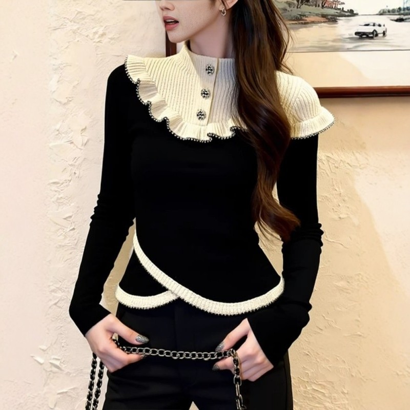 Temperament unique tops knitted sweater for women