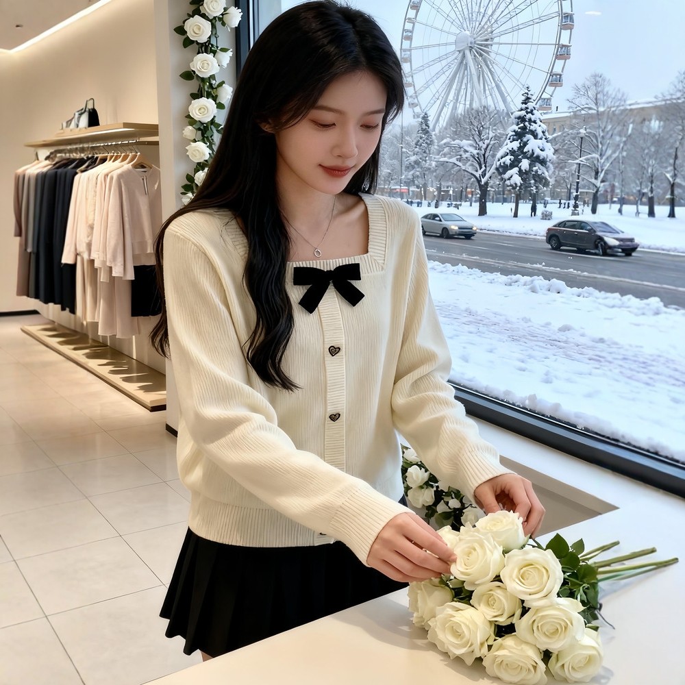 Long sleeve chanelstyle sweater France style tops