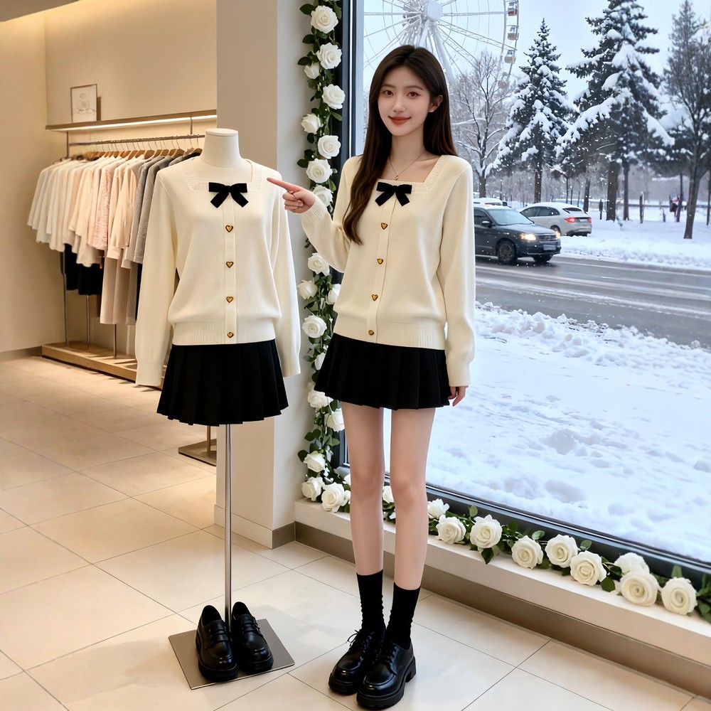 Long sleeve chanelstyle sweater France style tops