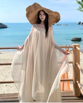 Summer horizontal collar unique dress for women