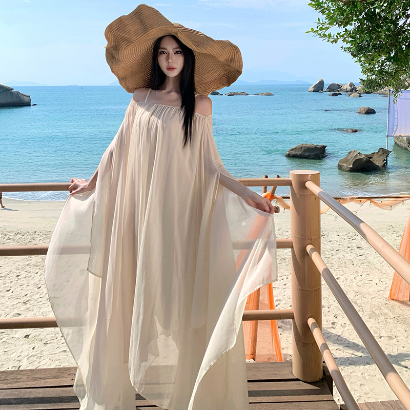 Summer horizontal collar unique dress for women