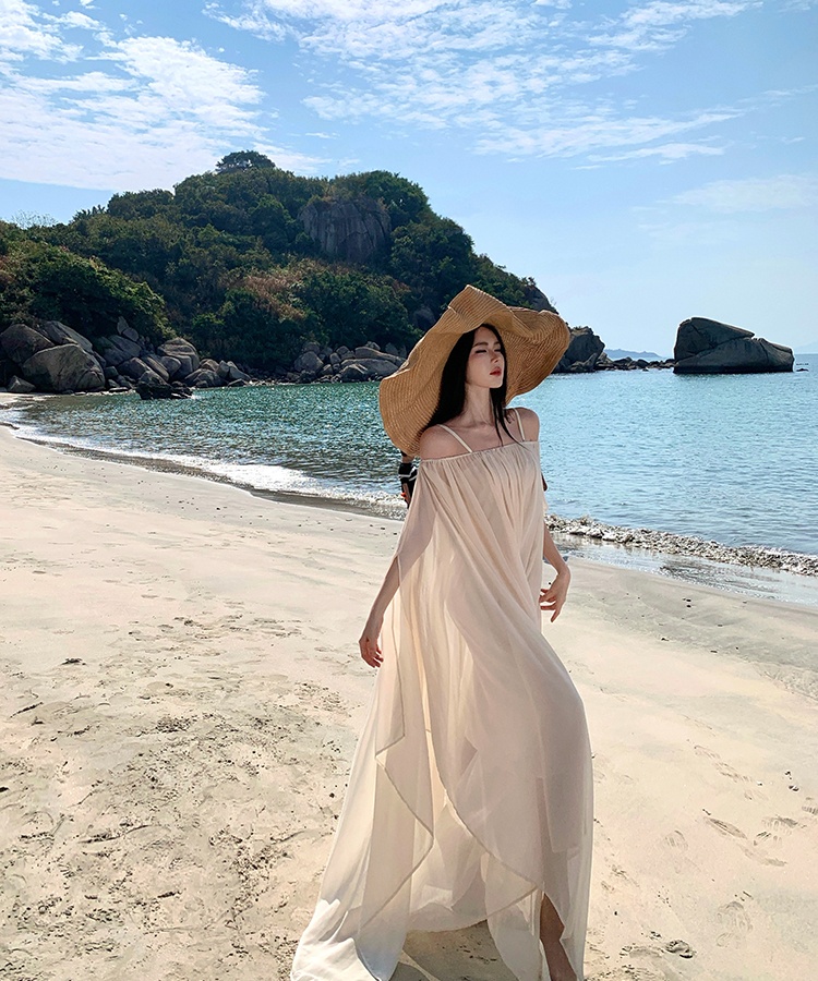 Summer horizontal collar unique dress for women