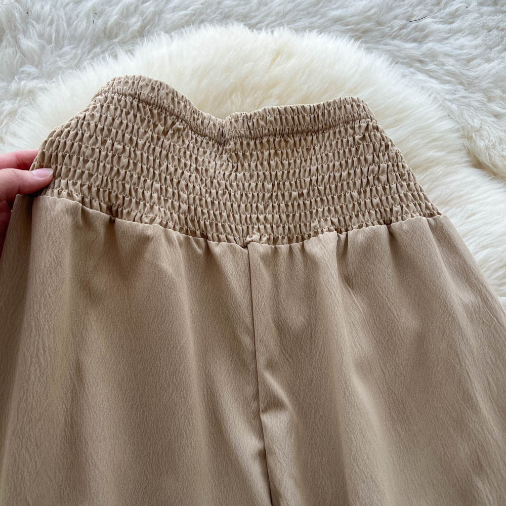 Elastic waist casual pants loose wide leg pants for women