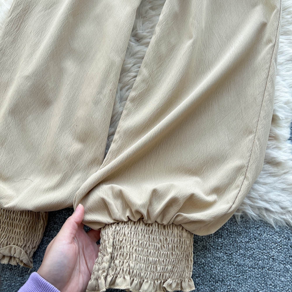 Elastic waist casual pants loose wide leg pants for women