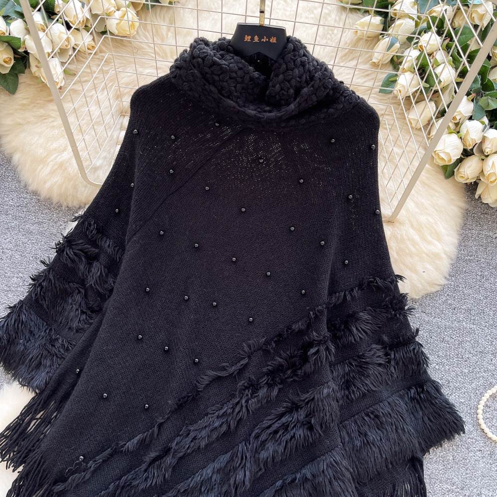 Loose high collar coat France style tassels cloak