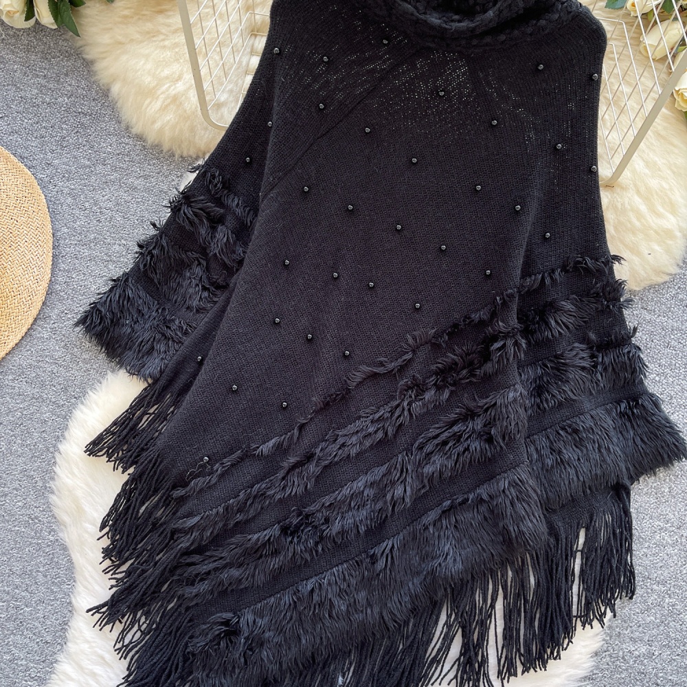 Loose high collar coat France style tassels cloak