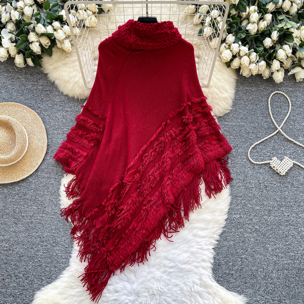 Loose high collar coat France style tassels cloak